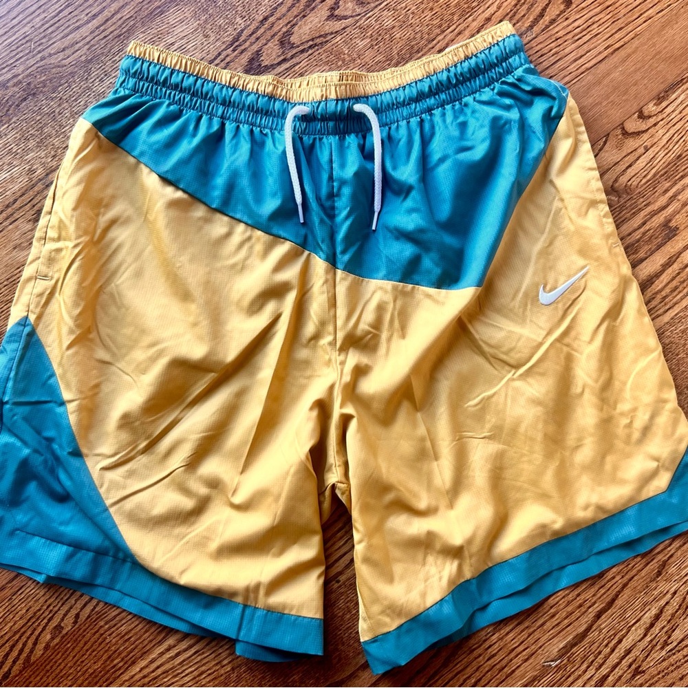 Nike Men’s Colorblock Athletic Shorts - Gold/Teal - Size Large